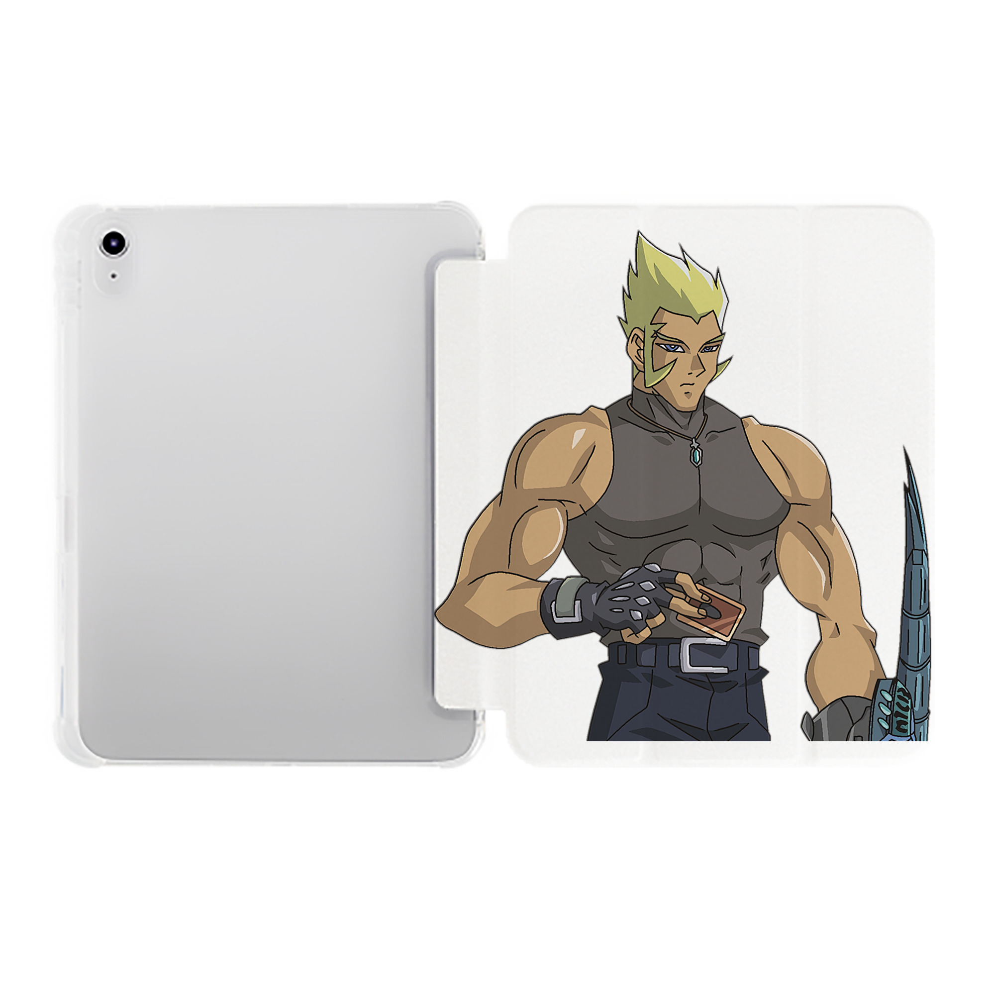（画像用） 遊☆戯☆王 Yu-Gi-Oh! IPad ケース ペン収納付き 三つ折りスタンド PUレザー×シリコン 対応機種9.5/10.5/10.9インチ